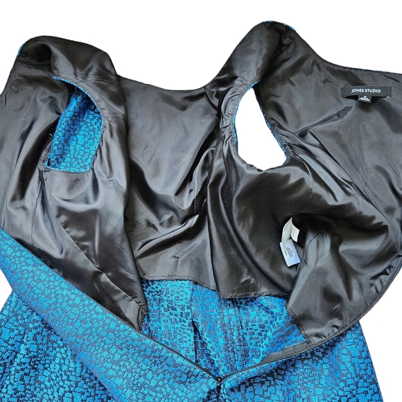 Jones Studio blue and black fit and flare midi dress sleeveless size 12 - Picture 11 of 16